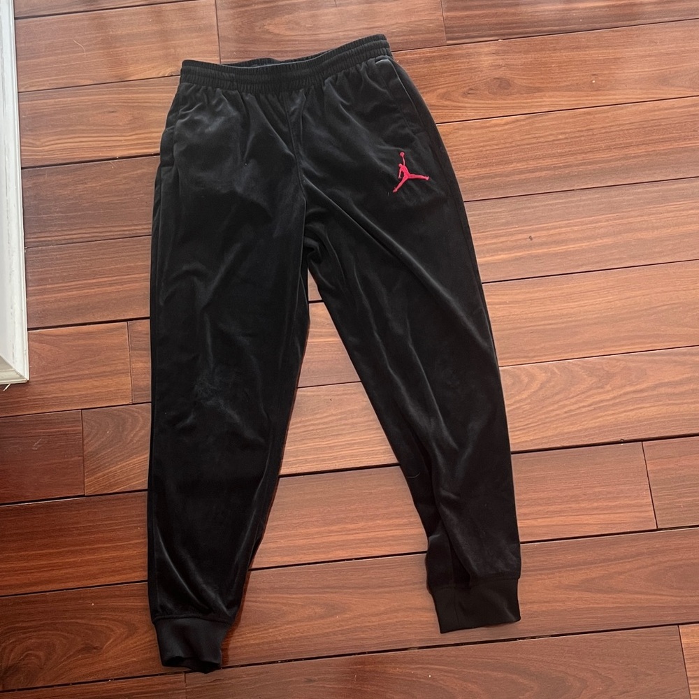 Jordan Kids Black Sweatpants with Pink Logo
